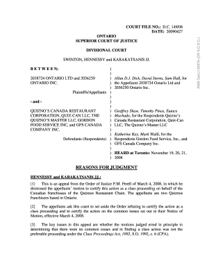 REASONS for JUDGMENT Form