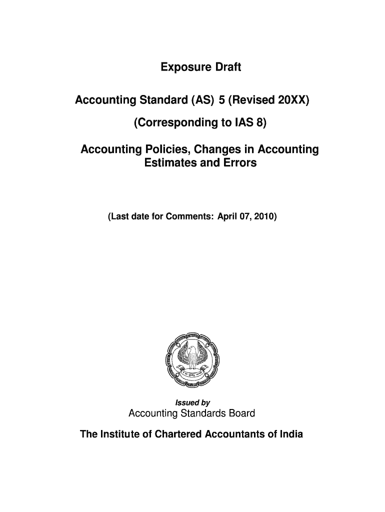 Exposure Draft Accounting Standard as 5 Revised 20XX Icai  Form