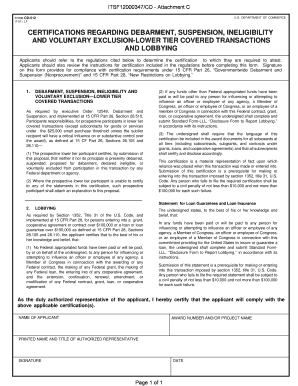 Certifications Regarding Debarment, Suspension, Ineligibility and  Form