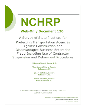 NCHRP Web Only Document 120 Survey of State Practices for Protecting Transportation Agencies Against Construction and Disadvanta  Form