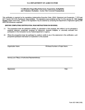 Usda Form Ad 1048