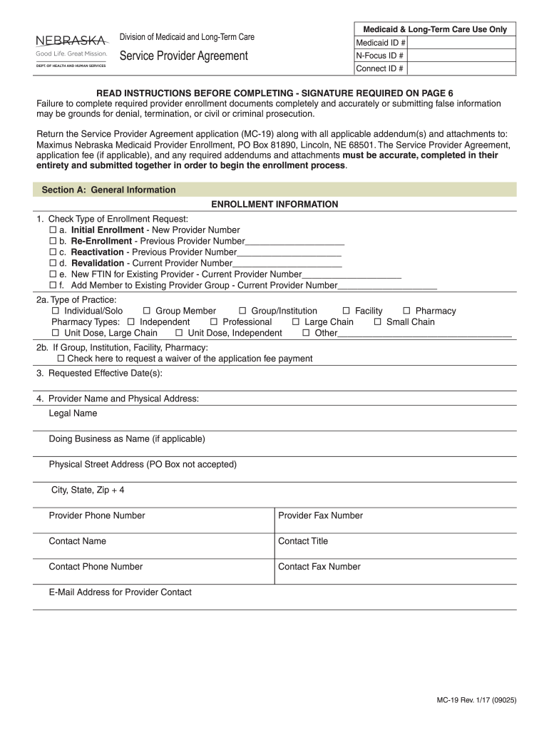 Nebraska Dhhs Agreement  Form