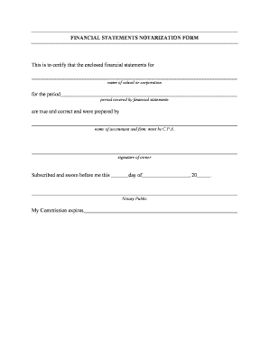 Notarized Financial Statement  Form