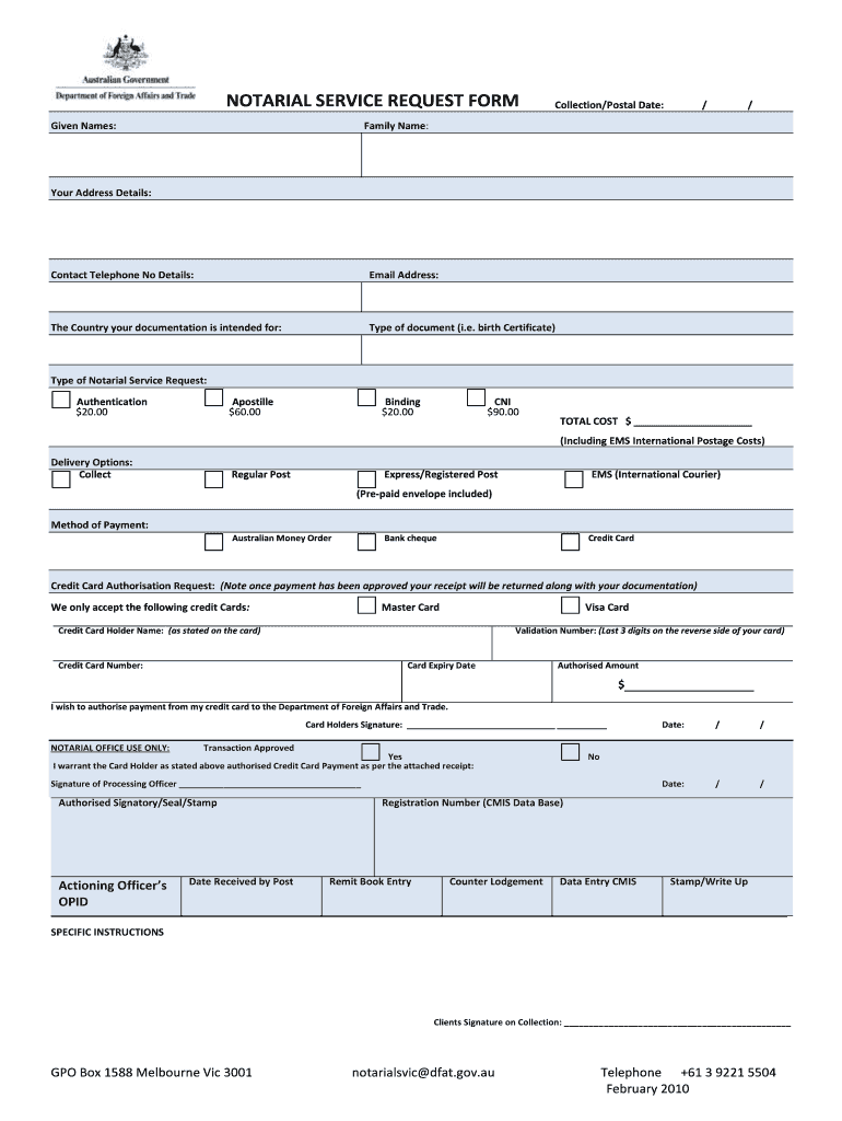 Notarial Services Request Form Department of Foreign Affairs and Dfat Gov