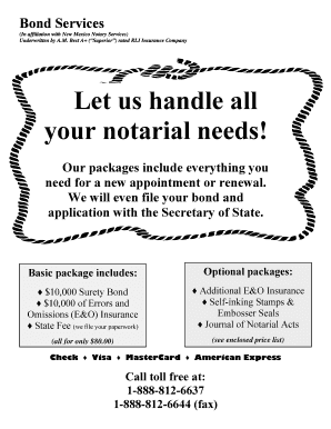 Let Us Handle All Your Notarial Needs! Bond Services of California  Form