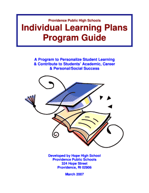 Individual Learning Plans Program Guide Vermont Agency of Aypf  Form