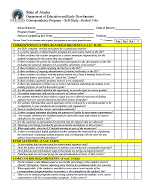 EED Alaska Statewide Correspondence Schools  Form