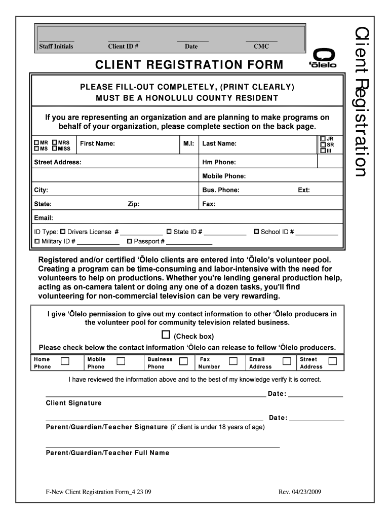 F New Client Registration Form4 23 09 DOC Olelo