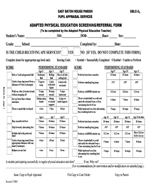 Adapted Physical Education Screening Form