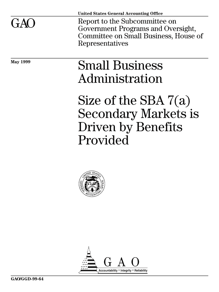 GGD 99 64 Small Business Administration  US Government    Gao  Form