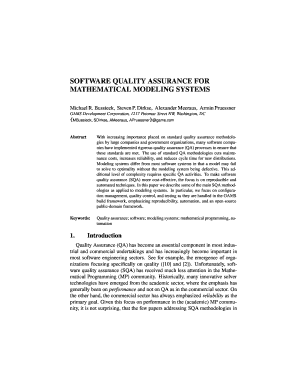 Software Quality Assurance for Mathematical the GAMS World Gamsworld  Form