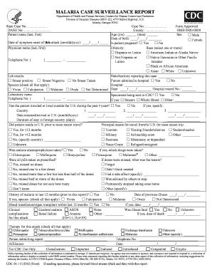 Malaria Case Surveillance Report Malaria Foundation International Malaria  Form