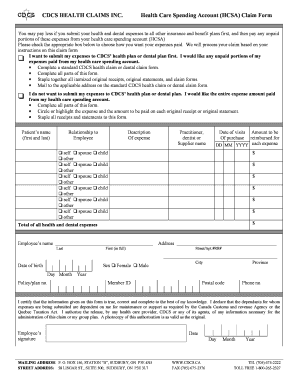 French CDCS Health Claims Inc Cdcs  Form