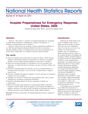 Hospital Preparedness for Emergency Response  Form