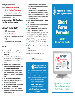 Short Form Permits Short Form Permits Washington Suburban