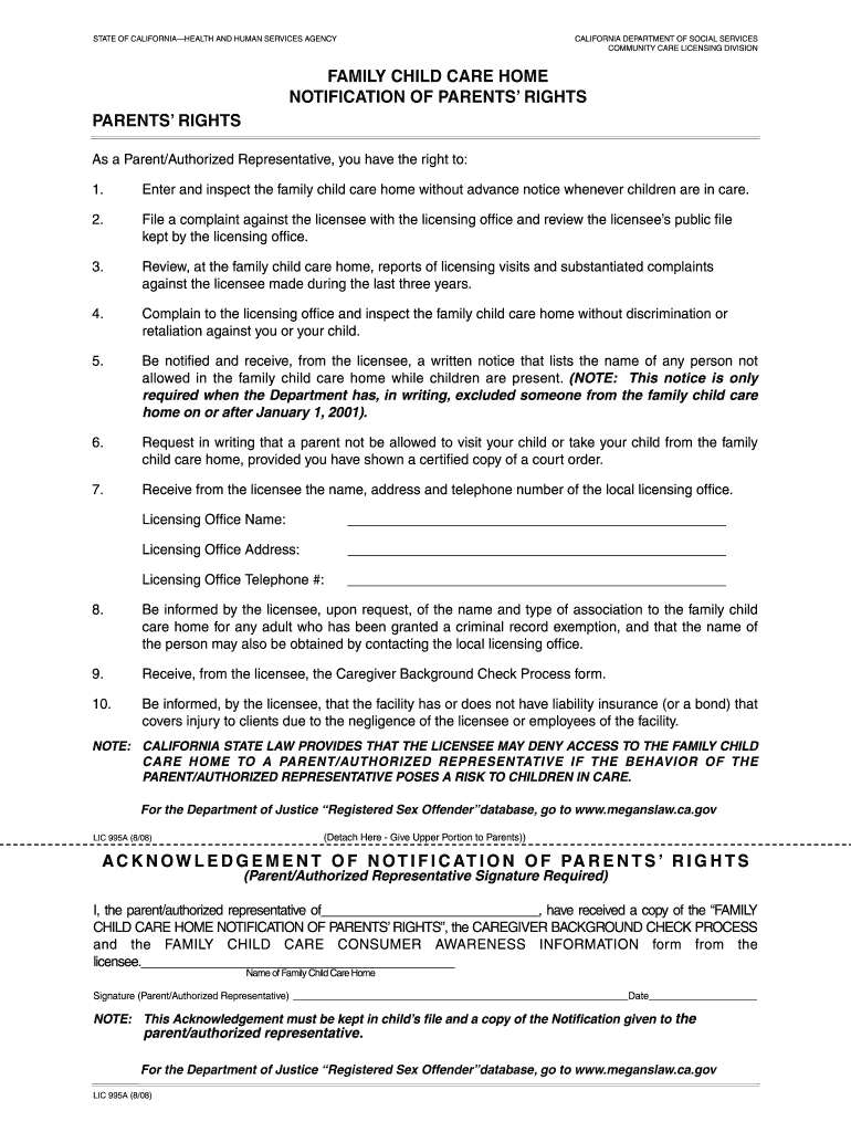 STATE of CALIFORNIA HEALTH and HUMAN SERVICES AGENCY CALIFORNIA DEPARTMENT of SOCIAL SERVICES COMMUNITY CARE LICENSING DIVISION   Form