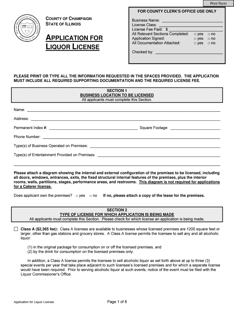 APPLICATION for LIQUOR LICENSE  Form
