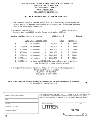 Ri Litter Permit Application  Form