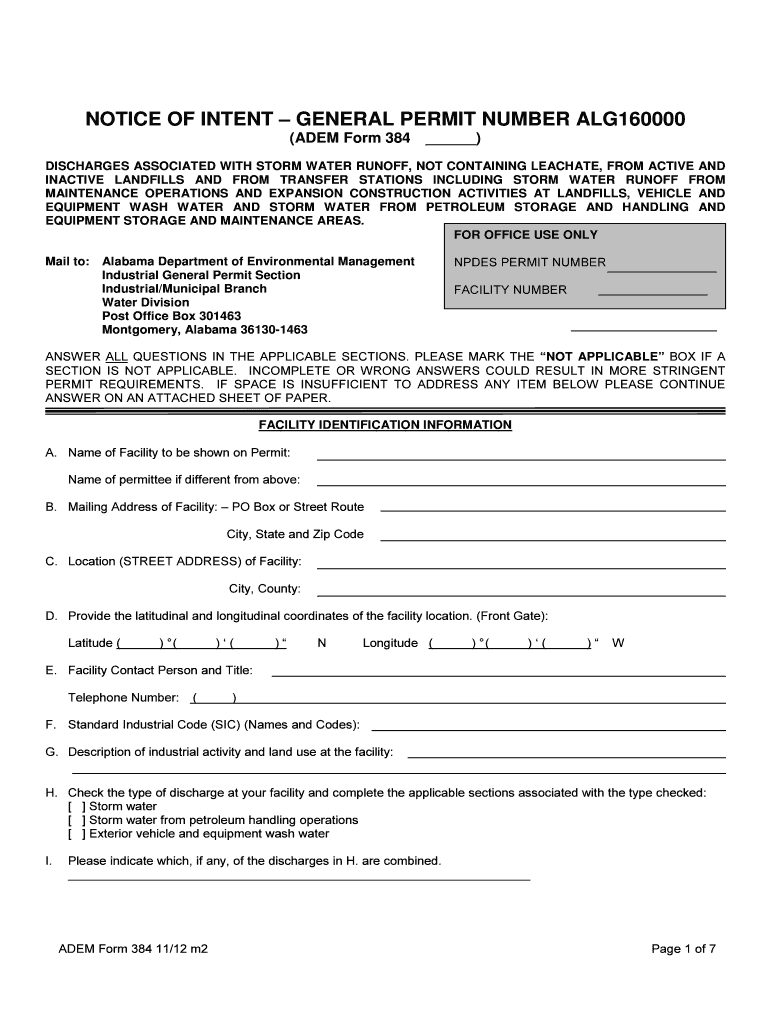 Al General Permit Alg160000 Form