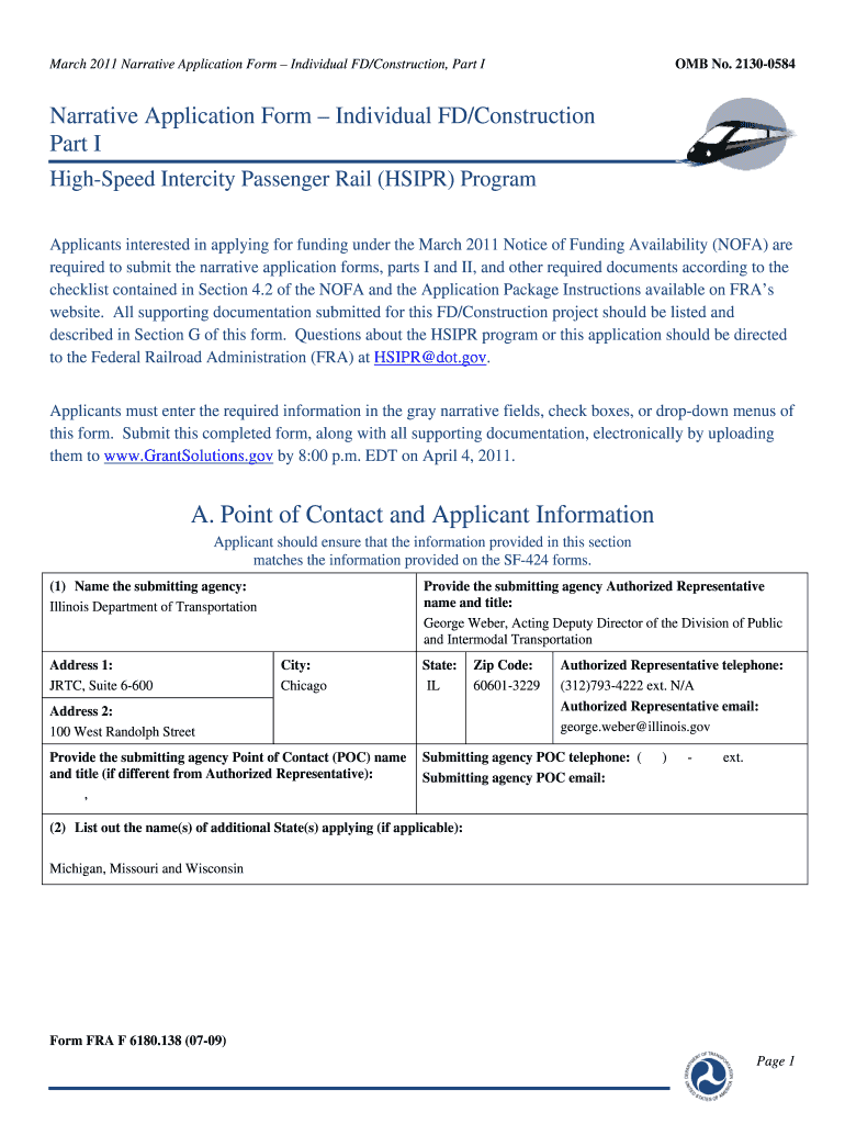 HSIPR Narrative Application Form Individual FD State of Michigan Michigan