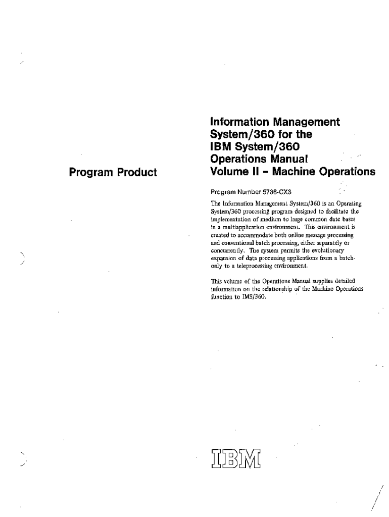 Program Product Information Management System360 for the IBM