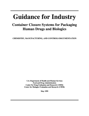 Guidance on Container Closures Food and Drug Administration Fda  Form