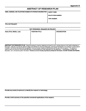 SBIR Contract Solicitation Form Appendix B, Abstract of NIH