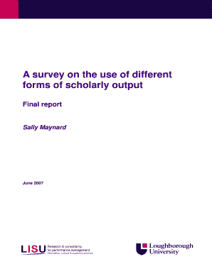 A Survey on the Use of Different Forms of Scholarly Output Jisc Jisc Ac