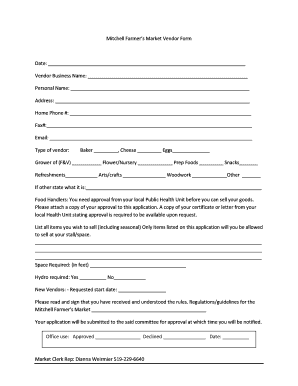 Printable PDF Form Mitchell Farmers Market