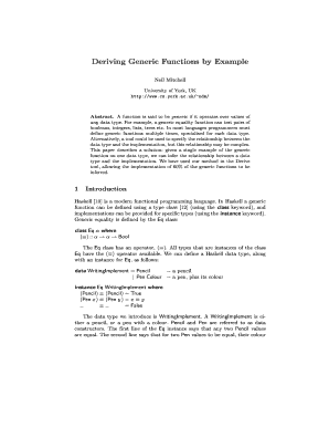 Deriving Generic Functions by Example Haskell Community Server Community Haskell  Form