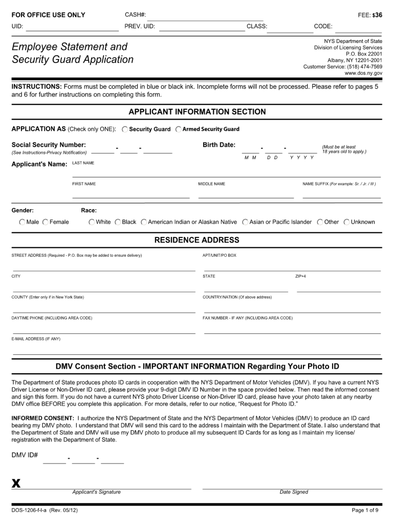 Nys Security License Application  Form