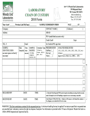 Chain Custody Fm Woodsend  Form