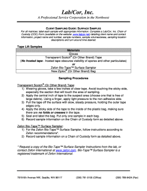 Client Sampling Protocols Labcor  Form