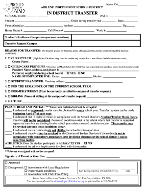 In District Transfer Form Abileneisd