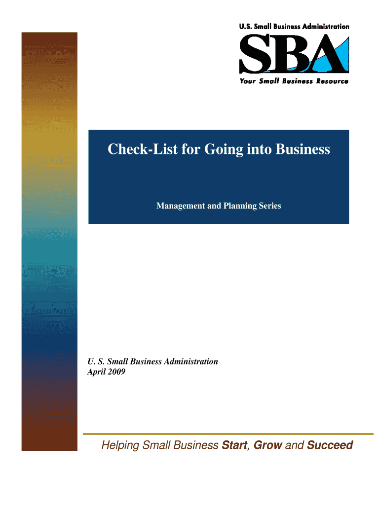 Check List for Going into Business  Form