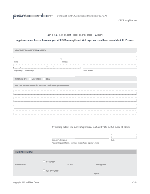 CFCP Application Form FISMA Center