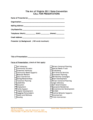 State Convention Presentation Proposal Form 2 Thearcofva