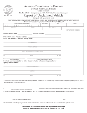 Report of Unclaim Vehicle Mvt 31 1  Form