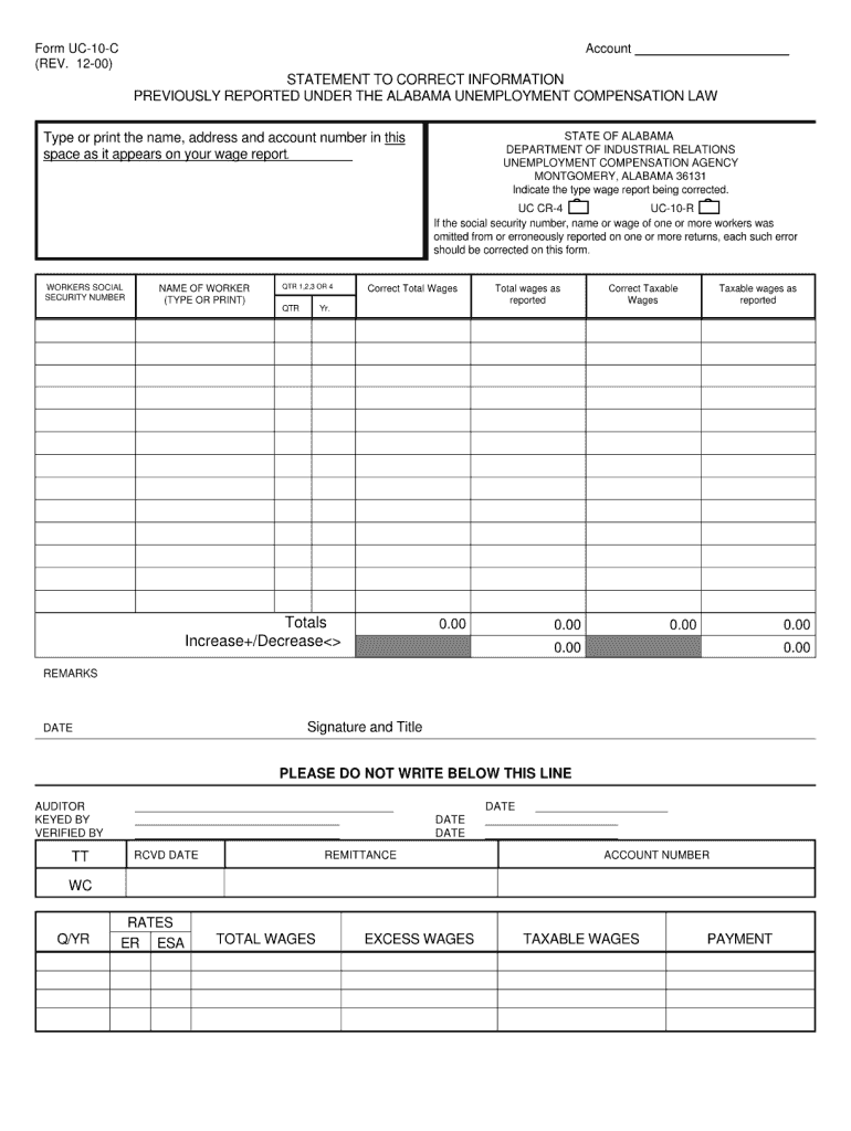 Alabama Form Uc Cr4 PDF