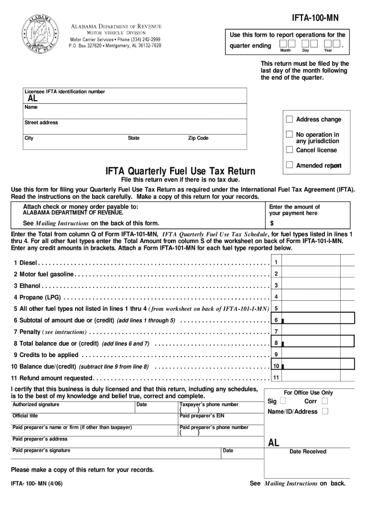  Alabama Department of Revenue International Registration Plan  Form 2006