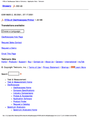 XYZs of Oscilloscopes Table of Contents Application Note Tektronix  Form