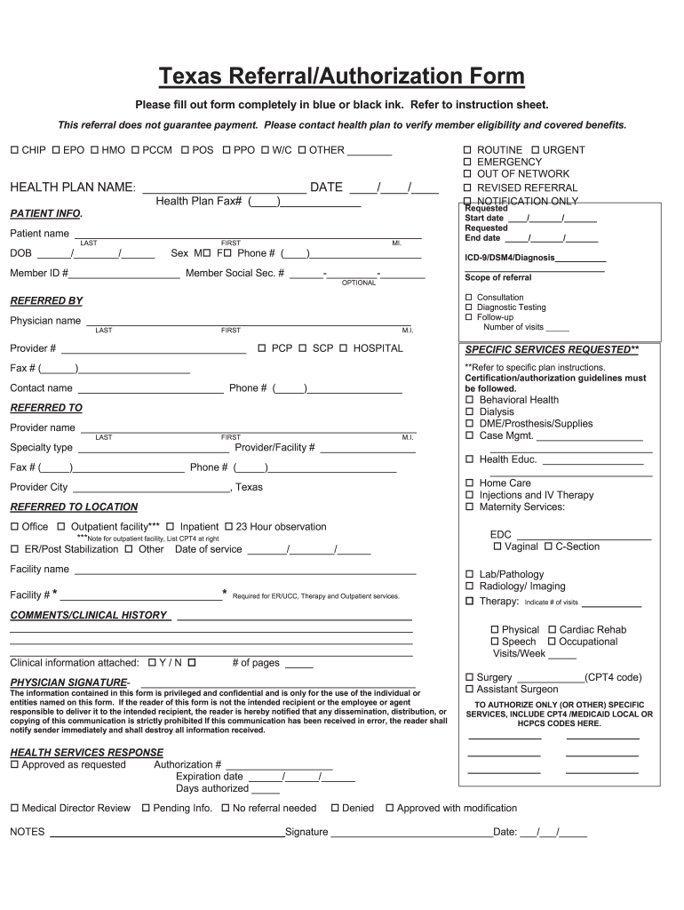 Right Care Texas Referral Authorization Form