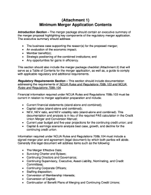 Minimum Merger Application Contents  Form