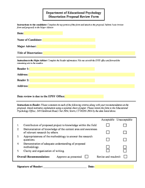 EdPsych Dissertation Proposal Review Form