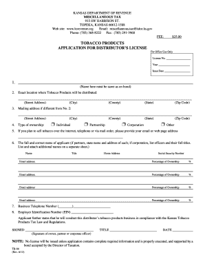 Kansas Tobacco Tb 84 Form