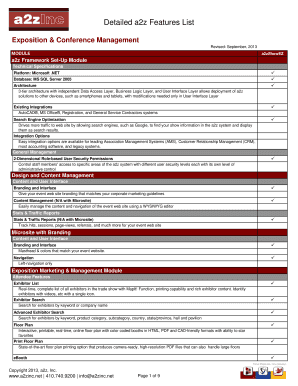 Detailed A2zShowEZ Features List  Form