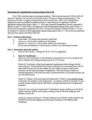 Instructions for Completing the Relevant Sections of the I 129  Form