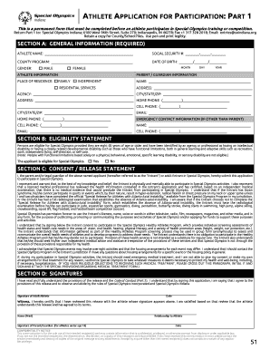 Athlete Application for Participation Part 1 Porcoso  Form