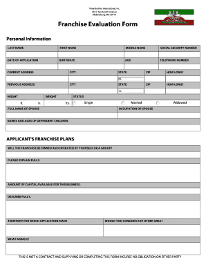 Franchise Evaluation Form