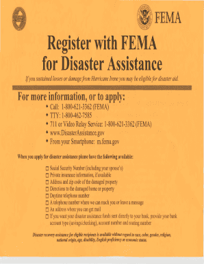 Register with FEMA for Disaster Assistance Sussex4h  Form
